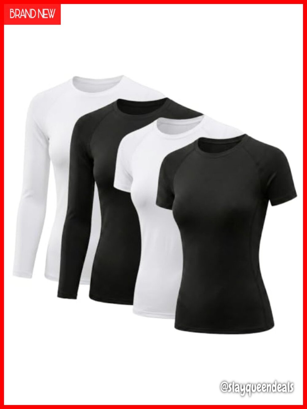 TELALEO 4 Pack Compression Shirt Long Short Sleeve Workout Tops